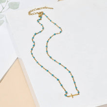 Load image into Gallery viewer, Beaded Cross Turquoise