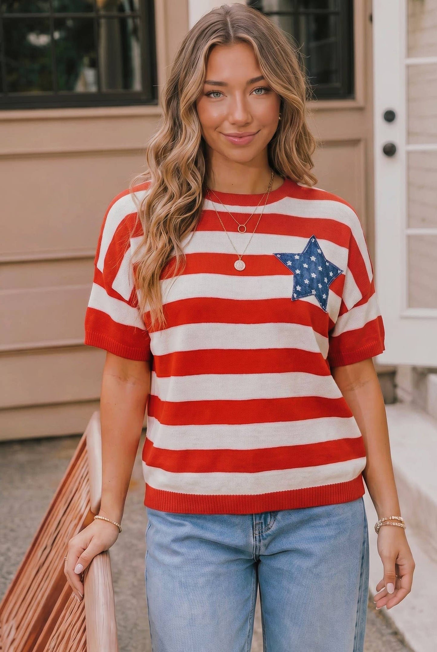 Stripe Star Patch Top