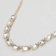 Load image into Gallery viewer, Cushion Rectangular Stone Cluster Link Evening Necklace: AB,Royal Blue