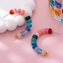 Load image into Gallery viewer, Rainbow Beaded Hoop Earrings