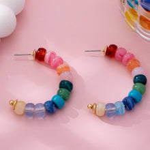 Load image into Gallery viewer, Rainbow Beaded Hoop Earrings
