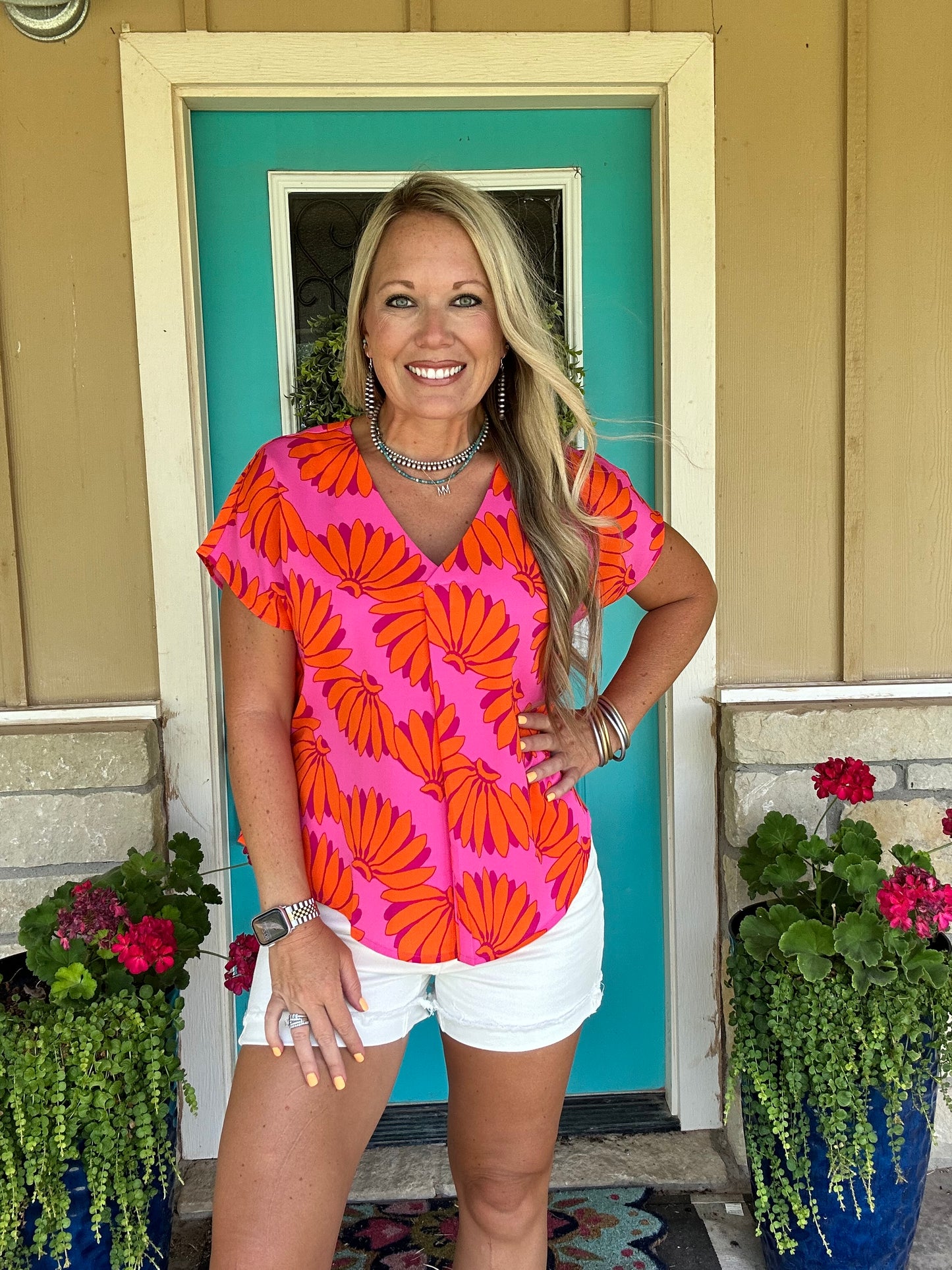 Orange Banana Print Top