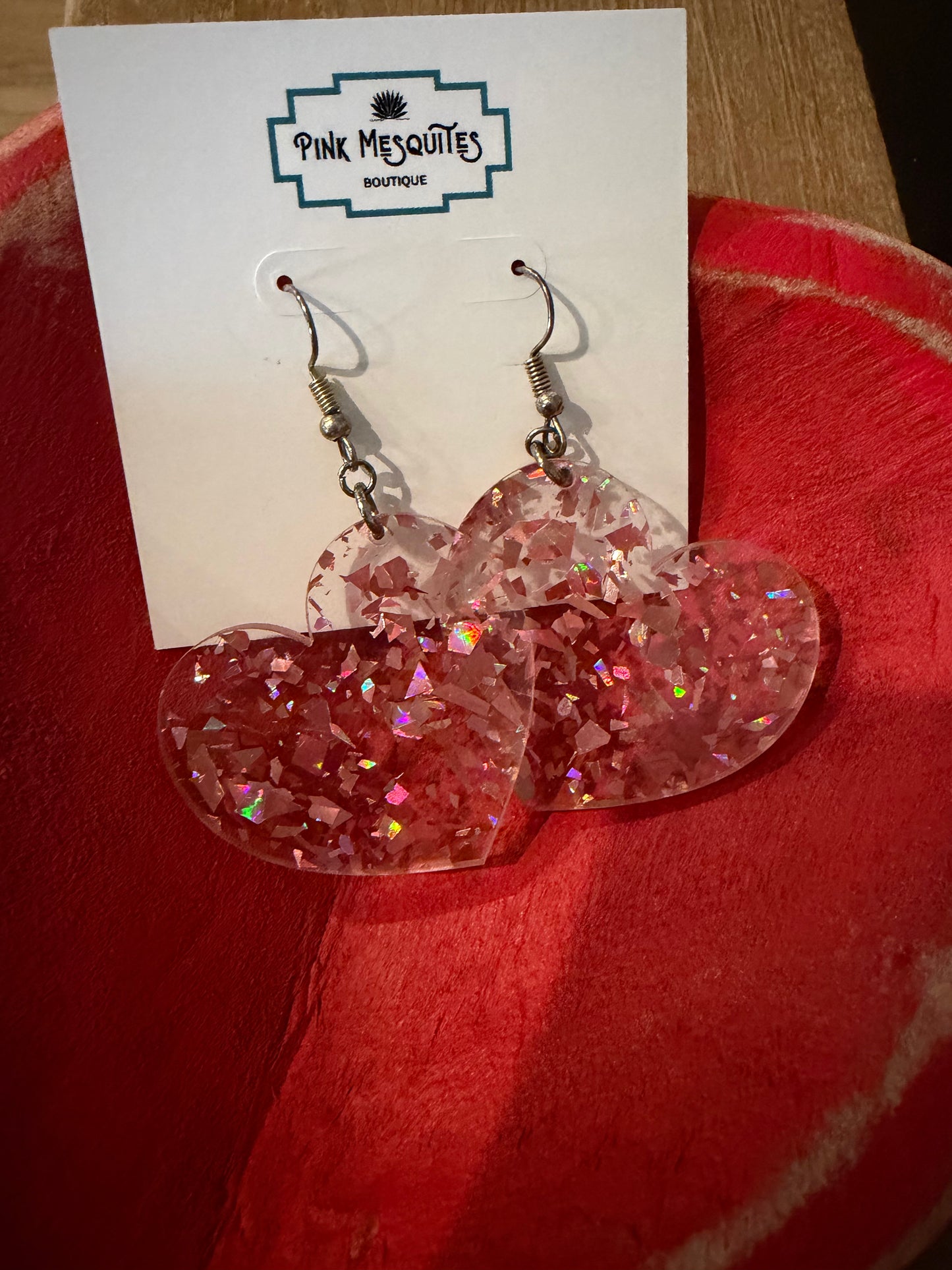 Pink Confetti Heart Earrings