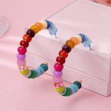 Load image into Gallery viewer, Rainbow Beaded Hoop Earrings