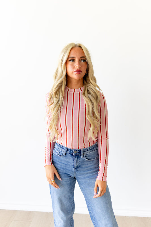 Pink/Red Stripe Mesh