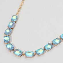 Load image into Gallery viewer, Cushion Rectangular Stone Cluster Link Evening Necklace: AB,Royal Blue