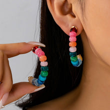 Load image into Gallery viewer, Rainbow Beaded Hoop Earrings