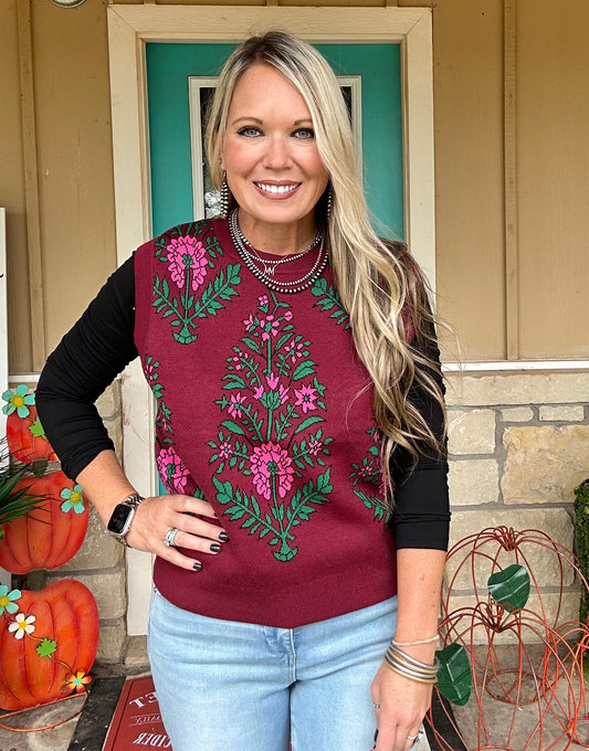 Floral Sweater Vest