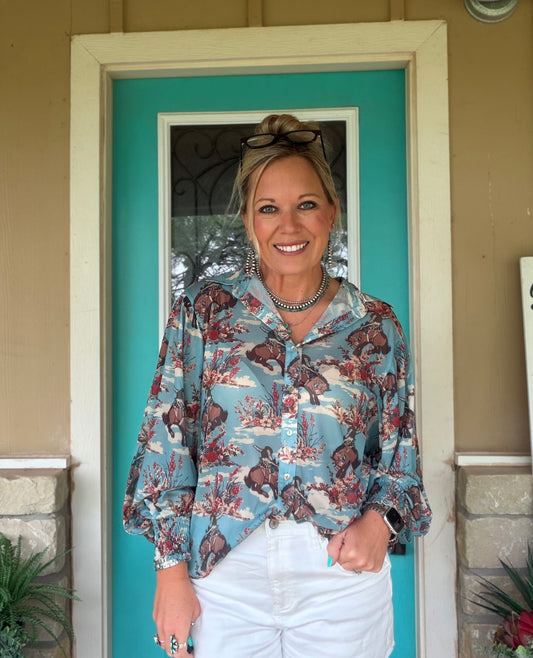 FLORAL COWBOY BLOUSE