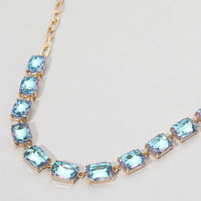 Load image into Gallery viewer, Cushion Rectangular Stone Cluster Link Evening Necklace: AB,Royal Blue
