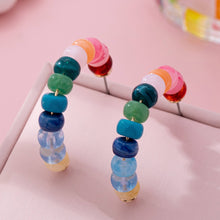 Load image into Gallery viewer, Rainbow Beaded Hoop Earrings
