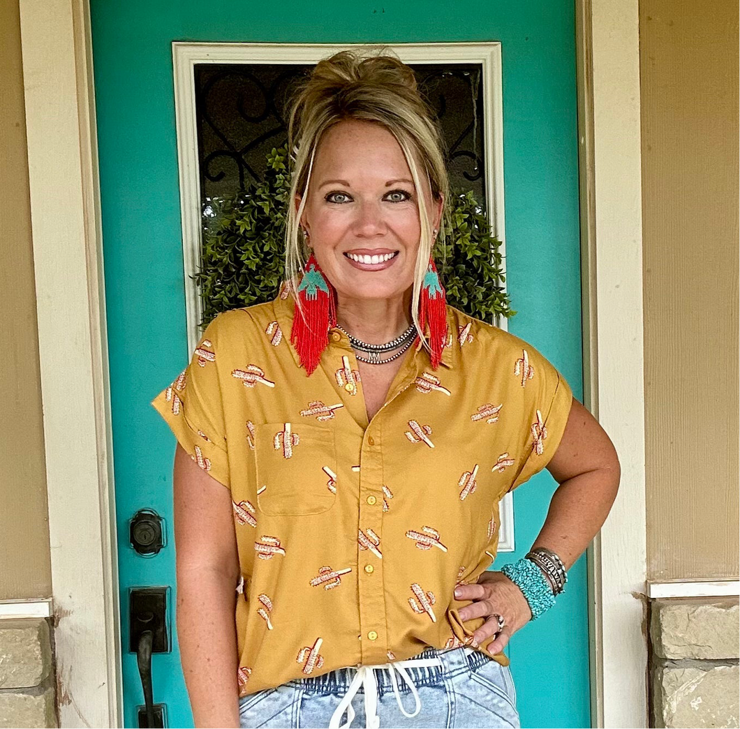 Saguaro Sunset Mustard Top