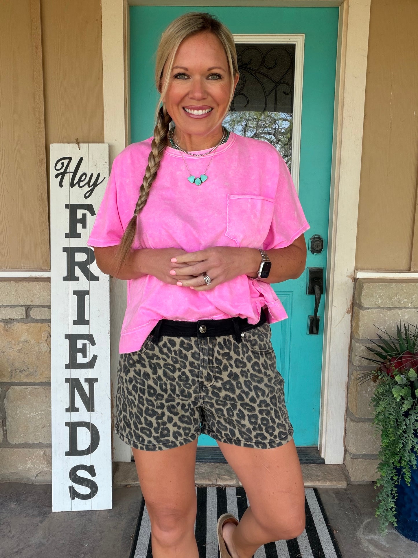 Leopard Denim Shorts