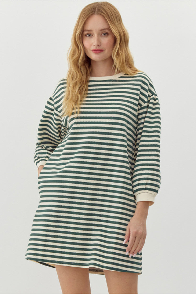 Olive Striped Dress