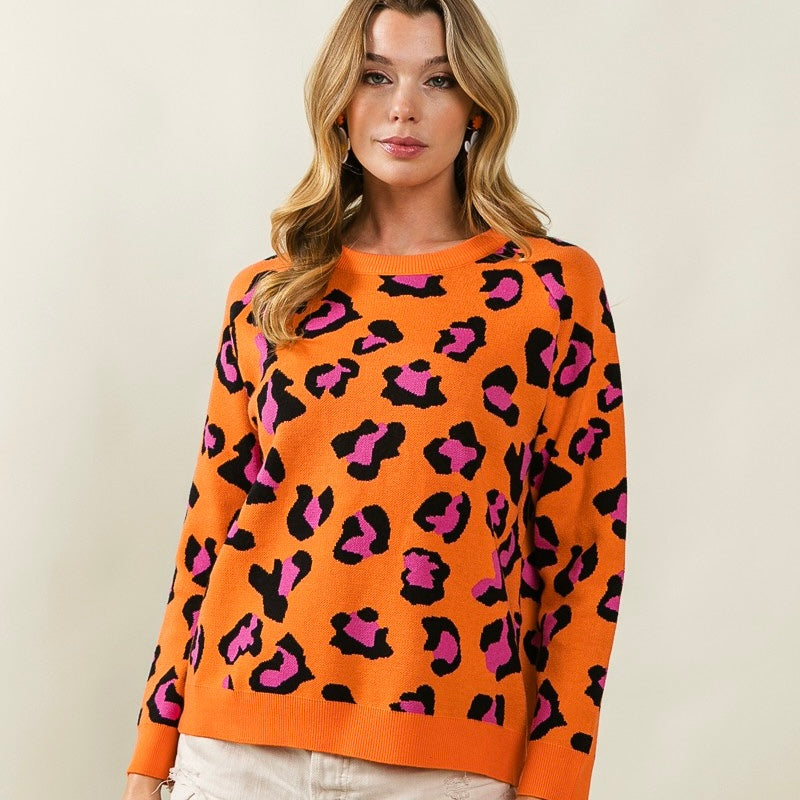 Orange Leopard Sweater