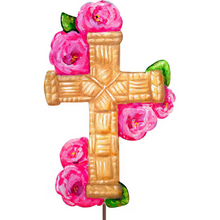 Load image into Gallery viewer, Wicker Cross with Roses
