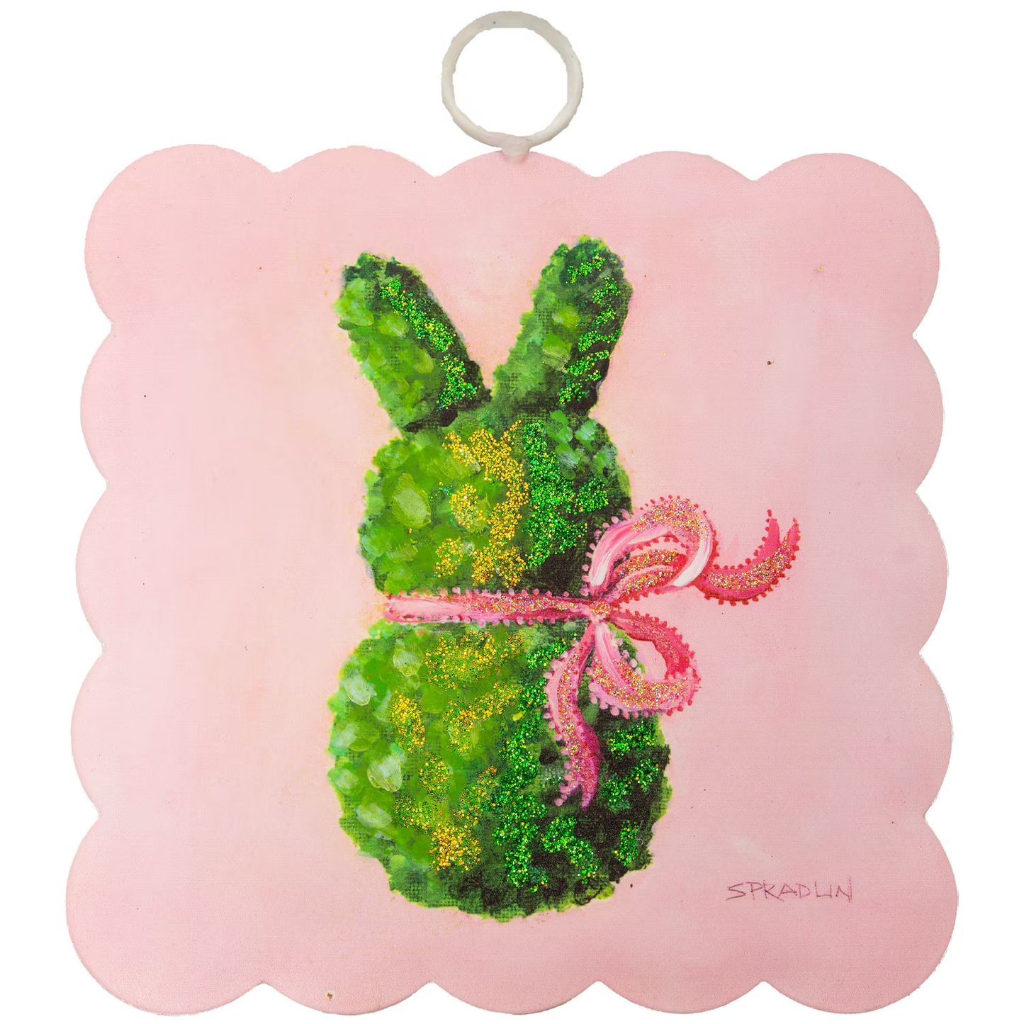 Mini Scallop Art Pink Boxwood Bunny