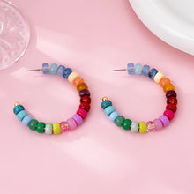 Load image into Gallery viewer, Rainbow Beaded Hoop Earrings
