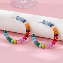 Load image into Gallery viewer, Rainbow Beaded Hoop Earrings
