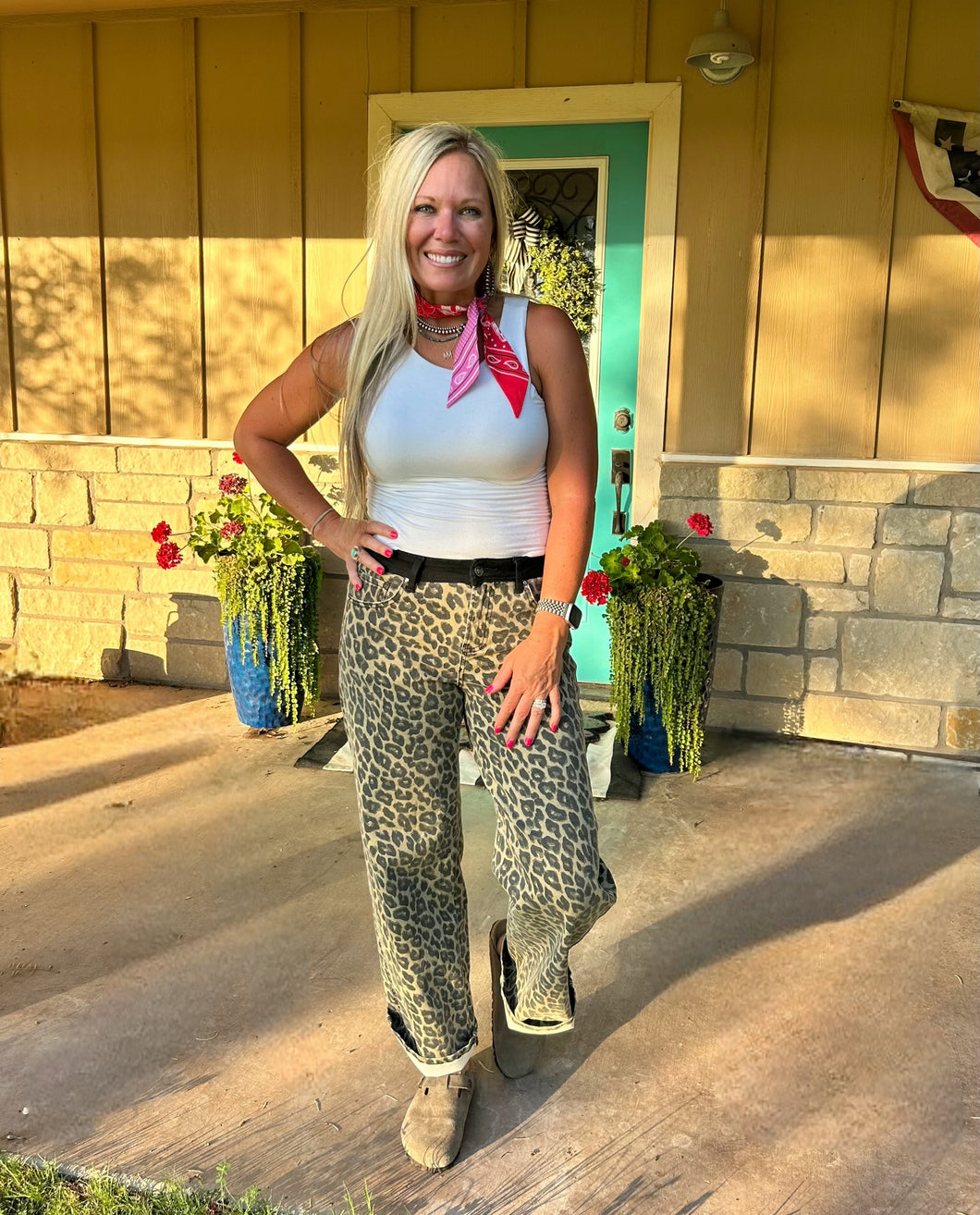 Leopard/Black Jeans