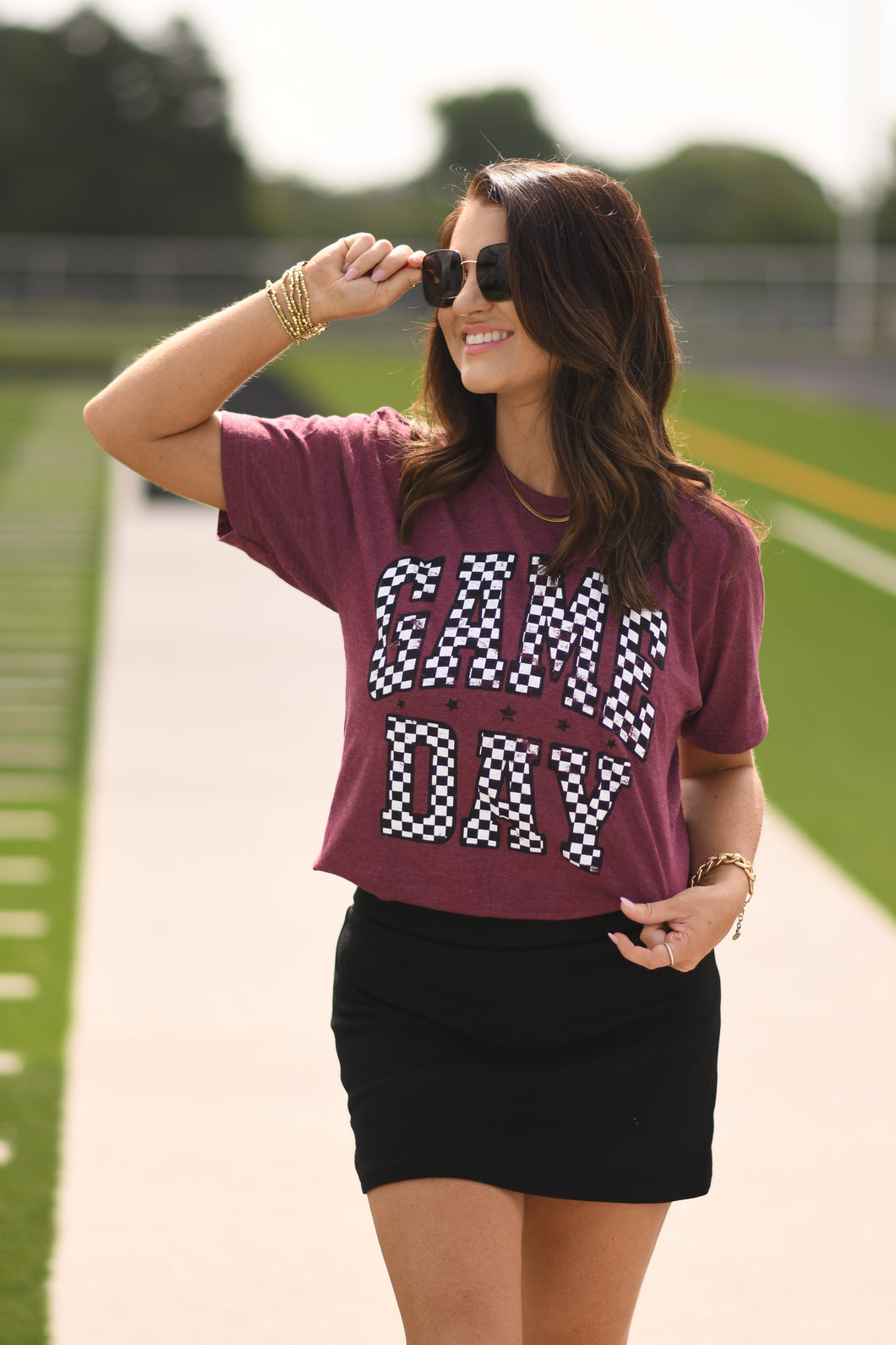Checkered Game Day- Maroon