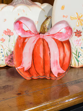 Acrylic Pink Ribbon Pumpkin