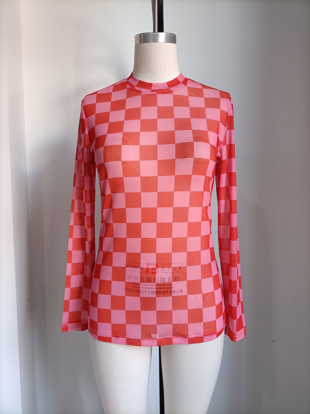 Pink/Red Check Mesh