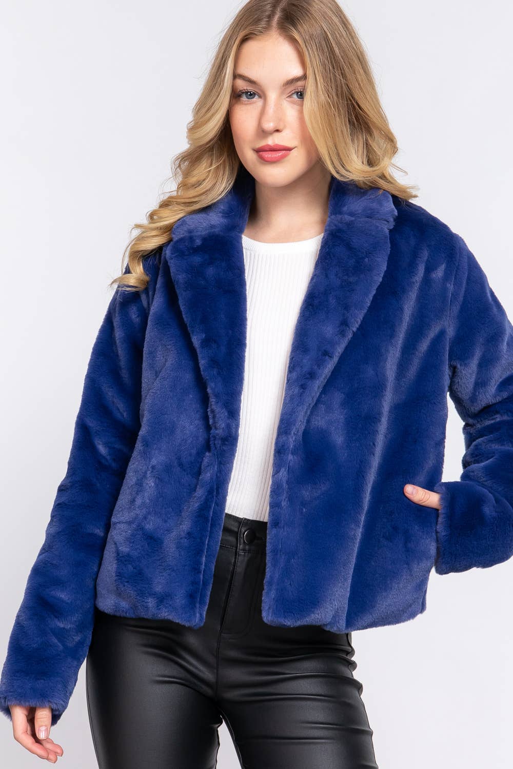 Blue Faux Far Jacket