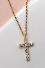 Load image into Gallery viewer, Gold  Rhinestone Cross Necklace

