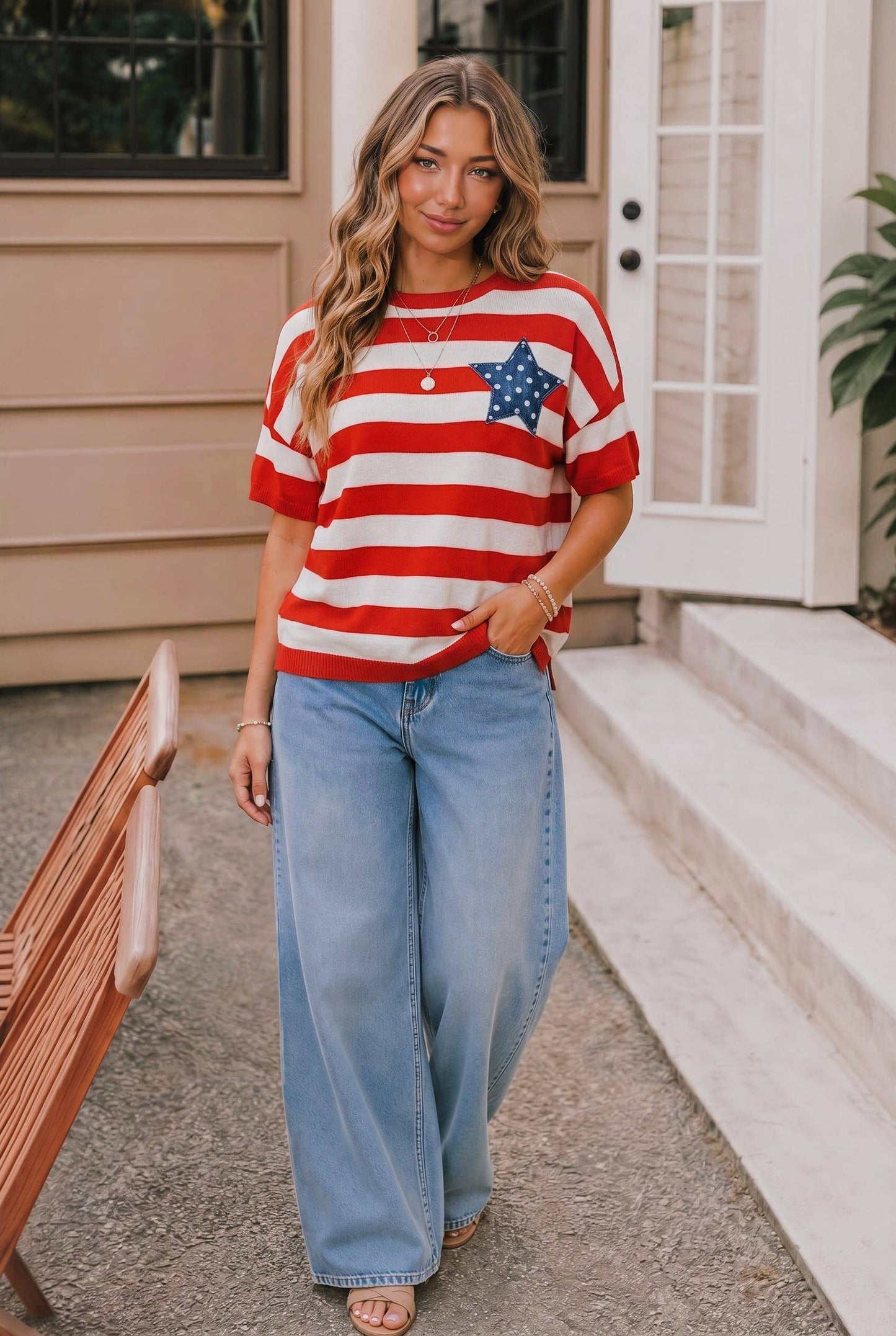 Stripe Star Patch Top